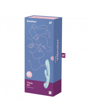 2 en 1 Rabbit point G avec stimulateur de clitoris et Wand Bleu USB Triple Oh Satisfyer - CC597813