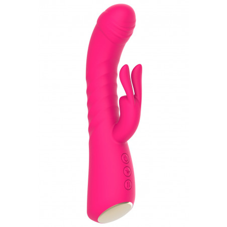 Vibromasseur rabbit rose chauffant avec fonction va-et-vient, USB - WS-NV040