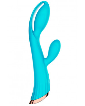 Vibromasseur bleu avec stimulateur de clitoris LRIS USB - LRISBLUE