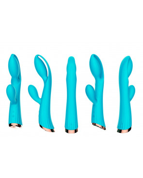 Vibromasseur bleu avec stimulateur de clitoris LRIS USB - LRISBLUE