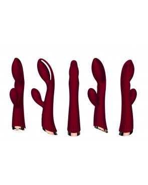 Vibromasseur rouge avec stimulateur de clitoris LRIS USB - LRISRED