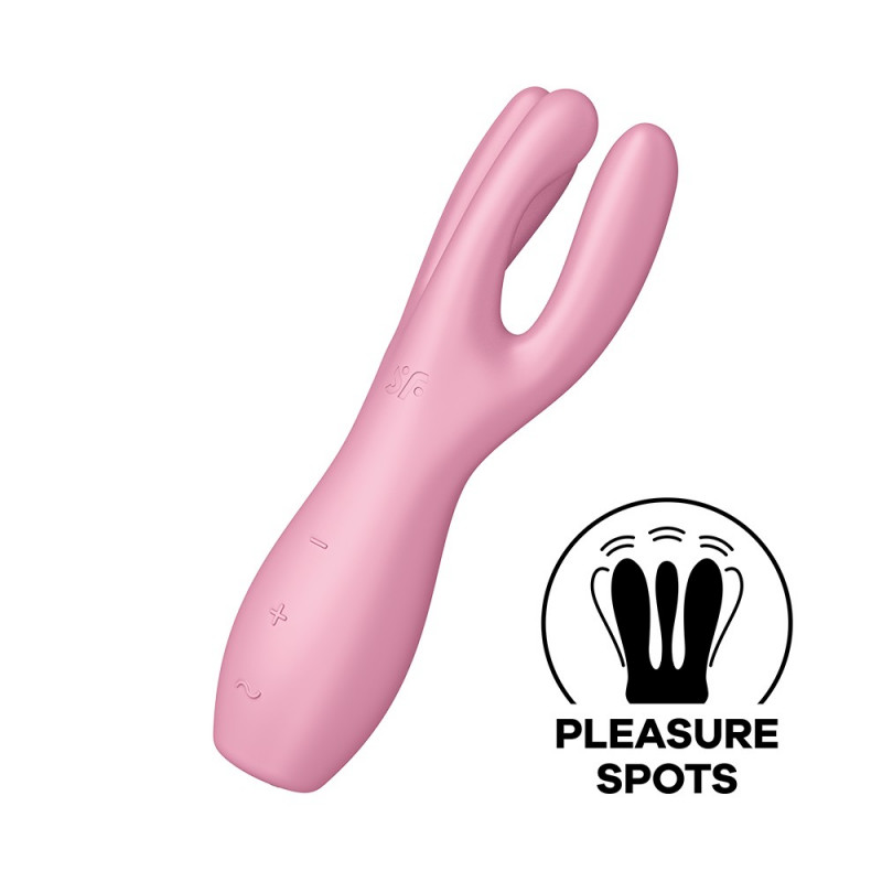 Vibromasseur point G avec stimulateur de clitoris USB rose Threesome 3 Satisfyer - CC597778 Vibromasseur point G avec stimulateur de clitoris USB rose Threesome 3 Satisfyer - CC597778