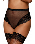 String résille taille haute avec porte-jarretelles noir - DG1478BLK