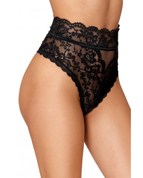 String dentelle taille haute noir - DG1477BLK