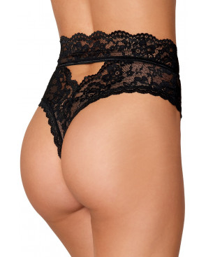 String dentelle taille haute noir - DG1477BLK