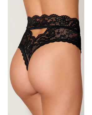 String dentelle taille haute noir - DG1477BLK