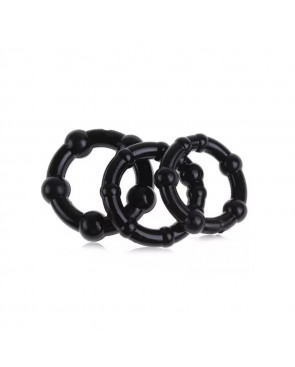 Pack 3 cockring noir avec billes - COR005BLK