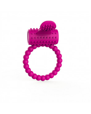 Anneau fuschia vibrant silicone avec langue picot - COR-018PNK
