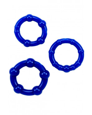 Pack 3 cockring bleus avec billes - CR-COR005BLU