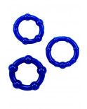 Pack 3 cockring bleus avec billes - CR-COR005BLU