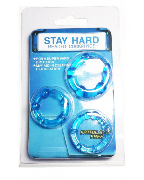 Pack 3 cockring bleus avec billes - CR-COR005BLU