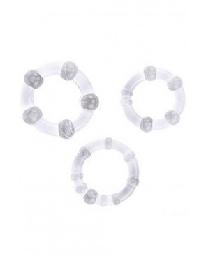 Pack 3 cockring transparents avec billes - CR-COR005CLE