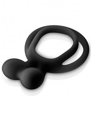 Double cockring noir avec stimulateur de clitoris - CC5710050010
