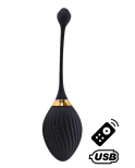 WAVE, Un Œuf vibrant noir USB avec télécommande, dans un silicone médical doux et lisse - B50BLK