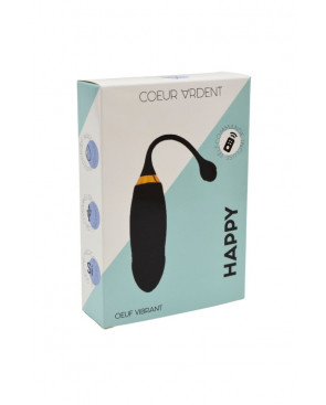 HAPPY, Un Œuf vibrant long USB avec télécommande, dans un silicone médical doux et lisse - B70BLK