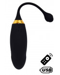 HAPPY, Un Œuf vibrant long USB avec télécommande, dans un silicone médical doux et lisse - B70BLK