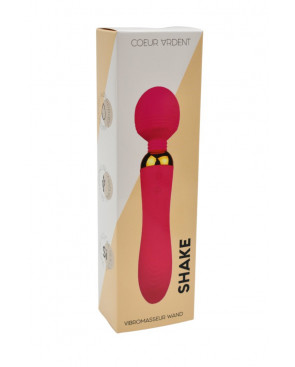 SHAKE Rose, Vibromasseur Wand USB en silicone médical avec 2 puissants moteurs indépendants - BQ107PNK