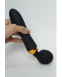 SHAKE Noir, Vibromasseur Wand USB en silicone médical avec 2 puissants moteurs indépendants - BQ107BLK