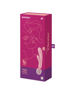 2 en 1 Vibromasseur rabbit et wand rose USB Triple Lover Satisfyer - CC597843