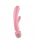 2 en 1 Vibromasseur rabbit et wand rose USB Triple Lover Satisfyer - CC597843