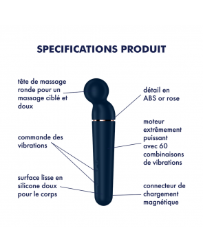 Vibromasseur wand bleu USB 60 vibrations Planet Wand-er Satisfyer - CC597845