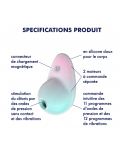Stimulateur clitoridien par onde de pression sans contact et par vibration USB vert et rose, Pixie Dust Satisfyer - CC597837