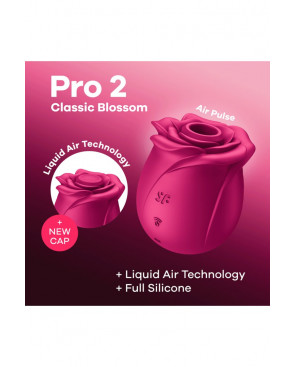 Stimulateur de clitoris rose par ondes de pression ou sans contact Pro 2 Classic Blossom Satisfyer - CC597840