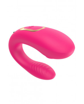 Vibromasseur de couple rose, USB avec 2 moteurs pour stimulation Point G et clitoridienne avec télécommande - TOD-062PNK