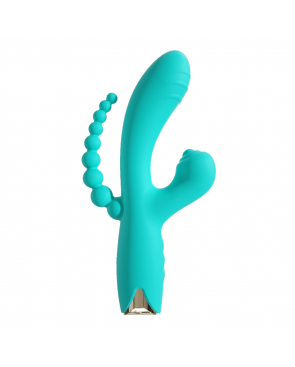 Vibromasseur triple stimulation USB turquoise Snappy Bunny - WS-NV062CTUR
