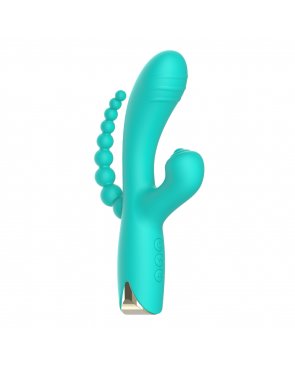 Vibromasseur triple stimulation USB turquoise Snappy Bunny - WS-NV062CTUR