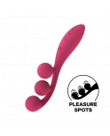Vibromasseur triple stimulation flexible, anal, vaginale, clitoridienne Tri Ball rouge USB Satisfyer - CC597817