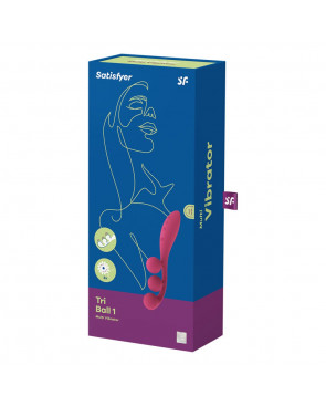 Vibromasseur triple stimulation flexible, anal, vaginale, clitoridienne Tri Ball rouge USB Satisfyer - CC597817
