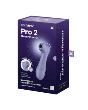 Stimulateur de clitoris 2 embouts Connecté avec technologie Liquid air Pro 2 Generation 3 violet USB Satisfyer - CC597815