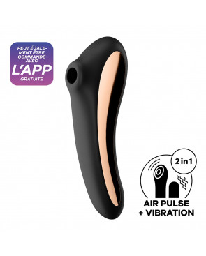 2 en 1 Stimulateur de clitoris et vibromasseur connecté USB noir Dual Kiss Satisfyer - CC597797
