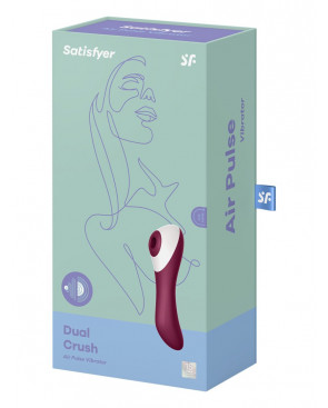 2 en 1 Vibromasseur et stimulateur de clitoris USB rouge Dual Crush Satisfyer - CC597786