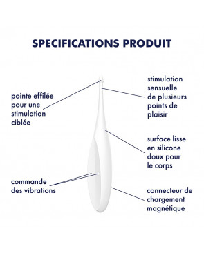 Stimulateur polyvalent pour zone ciblé blanc USB, Twirling Fun Satisfyer - CC597725