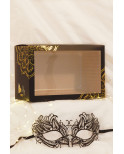 Masque vénitien Greta rigide noir avec strass  -  HMJ-005BK