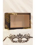 Masque vénitien Asia rigide noir avec strass - HMJ-028BK