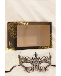 Masque vénitien Lucia rigide noir  avec strass  - HMJ-030BK