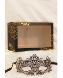 Masque vénitien Ornella rigide noir avec strass  - HMJ-031BK