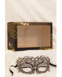 Masque vénitien Giulia rigide noir avec strass  - HMJ-035BK