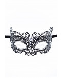 Masque vénitien Alba rigide noir avec strass  - HMJ-039BK