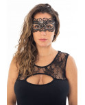 Masque vénitien Alba rigide noir avec strass  - HMJ-039BK