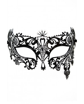 Masque vénitien Bianca rigide doré avec strass - HMJ-047BK