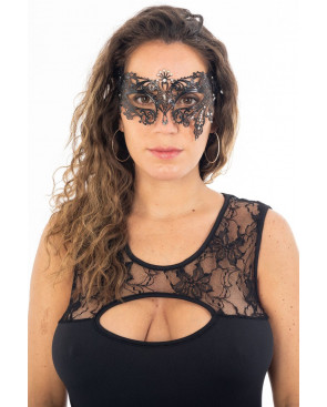 Masque vénitien Bianca rigide doré avec strass - HMJ-047BK