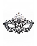 Masque vénitien Gemma rigide noir avec strass - HMJ-055BK