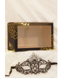 Masque vénitien Gemma rigide noir avec strass - HMJ-055BK