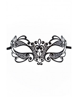 Masque vénitien Gaia rigide noir avec strass - HMJ-061BK