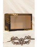 Masque vénitien Gaia rigide noir avec strass - HMJ-061BK