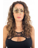 Masque vénitien Greta rigide doré avec strass - HMJ-005B